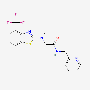molecular formula C17H15F3N4OS B2769280 2-(methyl(4-(trifluoromethyl)benzo[d]thiazol-2-yl)amino)-N-(pyridin-2-ylmethyl)acetamide CAS No. 1396636-17-1