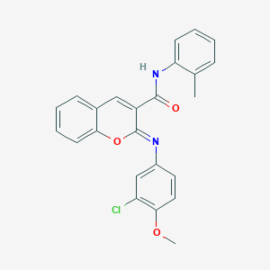molecular formula C24H19ClN2O3 B2769281 (2Z)-2-[(3-chloro-4-methoxyphenyl)imino]-N-(2-methylphenyl)-2H-chromene-3-carboxamide CAS No. 1327173-15-8
