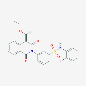 molecular formula C24H19FN2O5S B2769288 3-[4-(ethoxymethylidene)-1,3-dioxo-1,2,3,4-tetrahydroisoquinolin-2-yl]-N-(2-fluorophenyl)benzene-1-sulfonamide CAS No. 554407-64-6