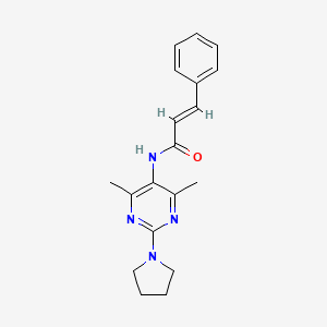 molecular formula C19H22N4O B2769290 N-(4,6-二甲基-2-(吡咯烷-1-基)嘧啶-5-基)肉桂酰胺 CAS No. 1448140-81-5