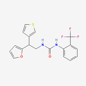 molecular formula C18H15F3N2O2S B2769293 3-[2-(Furan-2-yl)-2-(thiophen-3-yl)ethyl]-1-[2-(trifluoromethyl)phenyl]urea CAS No. 2097860-06-3