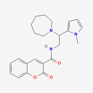 molecular formula C23H27N3O3 B2769298 N-(2-(azepan-1-yl)-2-(1-methyl-1H-pyrrol-2-yl)ethyl)-2-oxo-2H-chromene-3-carboxamide CAS No. 1049465-72-6