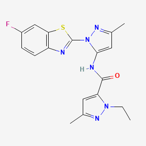 molecular formula C18H17FN6OS B2769301 1-ethyl-N-(1-(6-fluorobenzo[d]thiazol-2-yl)-3-methyl-1H-pyrazol-5-yl)-3-methyl-1H-pyrazole-5-carboxamide CAS No. 1170293-73-8