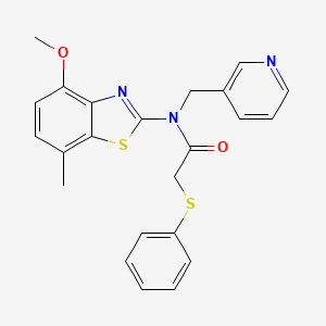 molecular formula C23H21N3O2S2 B2769306 N-(4-methoxy-7-methylbenzo[d]thiazol-2-yl)-2-(phenylthio)-N-(pyridin-3-ylmethyl)acetamide CAS No. 941988-85-8