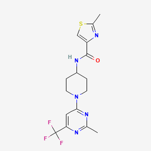 molecular formula C16H18F3N5OS B2769309 2-methyl-N-(1-(2-methyl-6-(trifluoromethyl)pyrimidin-4-yl)piperidin-4-yl)thiazole-4-carboxamide CAS No. 2034349-01-2