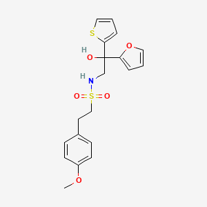 N-(2-(furan-2-yl)-2-hydroxy-2-(thiophen-2-yl)ethyl)-2-(4-methoxyphenyl)ethanesulfonamide