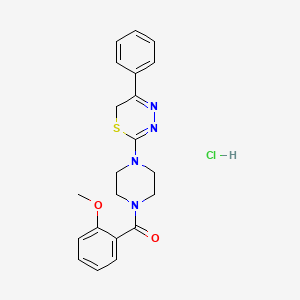 molecular formula C21H23ClN4O2S B2769332 (2-methoxyphenyl)(4-(5-phenyl-6H-1,3,4-thiadiazin-2-yl)piperazin-1-yl)methanone hydrochloride CAS No. 1351598-28-1