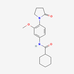molecular formula C18H24N2O3 B2769343 N-[3-methoxy-4-(2-oxopyrrolidin-1-yl)phenyl]cyclohexanecarboxamide CAS No. 941993-16-4
