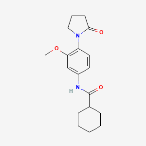molecular formula C18H24N2O3 B2769343 N-(3-methoxy-4-(2-oxopyrrolidin-1-yl)phenyl)cyclohexanecarboxamide CAS No. 941993-16-4