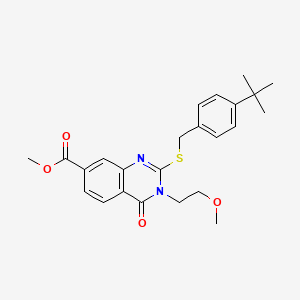 molecular formula C24H28N2O4S B2769344 Methyl 2-[(4-tert-butylphenyl)methylsulfanyl]-3-(2-methoxyethyl)-4-oxoquinazoline-7-carboxylate CAS No. 422273-82-3