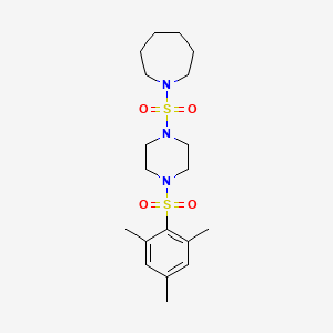 molecular formula C19H31N3O4S2 B2769347 1-((4-(Mesitylsulfonyl)piperazin-1-yl)sulfonyl)azepane CAS No. 825607-71-4