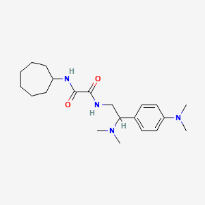 molecular formula C21H34N4O2 B2769351 N1-cycloheptyl-N2-(2-(dimethylamino)-2-(4-(dimethylamino)phenyl)ethyl)oxalamide CAS No. 941887-02-1