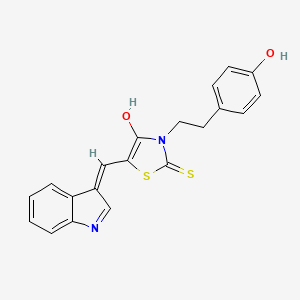 molecular formula C20H16N2O2S2 B2769352 (5Z)-3-[2-(4-hydroxyphenyl)ethyl]-5-(1H-indol-3-ylmethylidene)-2-thioxo-1,3-thiazolidin-4-one CAS No. 900135-21-9