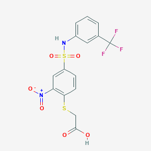molecular formula C15H11F3N2O6S2 B2769353 2-[(2-Nitro-4-{[3-(trifluoromethyl)phenyl]sulfamoyl}phenyl)sulfanyl]acetic acid CAS No. 756851-06-6