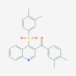 molecular formula C26H23NO3S B2769354 3-(3,4-DIMETHYLBENZOYL)-4-(3,4-DIMETHYLBENZENESULFONYL)QUINOLINE CAS No. 899760-08-8