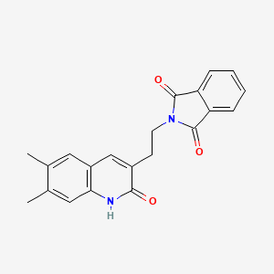 molecular formula C21H18N2O3 B2769357 2-(2-(6,7-二甲基-2-氧代-1,2-二氢喹啉-3-基)乙基)异吲哚啉-1,3-二酮 CAS No. 702665-71-2