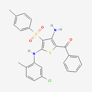 molecular formula C25H21ClN2O3S2 B2769358 5-BENZOYL-N2-(5-CHLORO-2-METHYLPHENYL)-3-(4-METHYLBENZENESULFONYL)THIOPHENE-2,4-DIAMINE CAS No. 866866-40-2