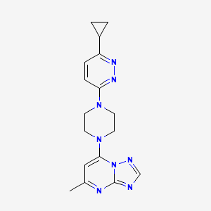 molecular formula C17H20N8 B2769360 7-(4-(6-Cyclopropylpyridazin-3-yl)piperazin-1-yl)-5-methyl-[1,2,4]triazolo[1,5-a]pyrimidine CAS No. 2327203-60-9