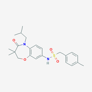 molecular formula C23H30N2O4S B2769362 N-(5-isobutyl-3,3-dimethyl-4-oxo-2,3,4,5-tetrahydrobenzo[b][1,4]oxazepin-8-yl)-1-(p-tolyl)methanesulfonamide CAS No. 921998-47-2