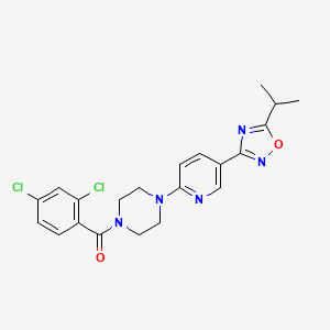 molecular formula C21H21Cl2N5O2 B2769365 (2,4-Dichlorophenyl)(4-(5-(5-isopropyl-1,2,4-oxadiazol-3-yl)pyridin-2-yl)piperazin-1-yl)methanone CAS No. 1234899-06-9