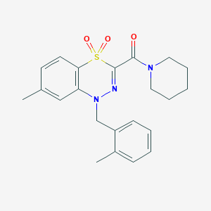 molecular formula C22H25N3O3S B2769376 7-methyl-1-[(2-methylphenyl)methyl]-3-(piperidine-1-carbonyl)-1H-4lambda6,1,2-benzothiadiazine-4,4-dione CAS No. 1251703-62-4