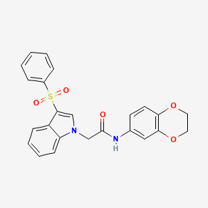 N-(2,3-dihydrobenzo[b][1,4]dioxin-6-yl)-2-(3-(phenylsulfonyl)-1H-indol-1-yl)acetamide