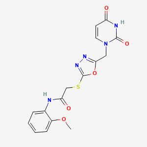 B2769424 2-((5-((2,4-dioxo-3,4-dihydropyrimidin-1(2H)-yl)methyl)-1,3,4-oxadiazol-2-yl)thio)-N-(2-methoxyphenyl)acetamide CAS No. 1091393-31-5