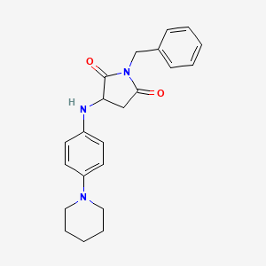 molecular formula C22H25N3O2 B2769428 1-Benzyl-3-{[4-(piperidin-1-yl)phenyl]amino}pyrrolidine-2,5-dione CAS No. 471916-28-6