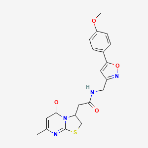 molecular formula C20H20N4O4S B2769429 N-{[5-(4-methoxyphenyl)-1,2-oxazol-3-yl]methyl}-2-{7-methyl-5-oxo-2H,3H,5H-[1,3]thiazolo[3,2-a]pyrimidin-3-yl}acetamide CAS No. 1208976-53-7