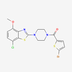 molecular formula C17H15BrClN3O2S2 B2769430 (5-Bromothiophen-2-yl)(4-(7-chloro-4-methoxybenzo[d]thiazol-2-yl)piperazin-1-yl)methanone CAS No. 886953-35-1