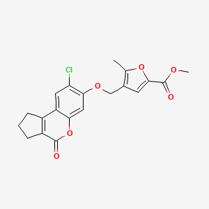 molecular formula C20H17ClO6 B2769431 methyl 4-[(8-chloro-4-oxo-2,3-dihydro-1H-cyclopenta[c]chromen-7-yl)oxymethyl]-5-methylfuran-2-carboxylate CAS No. 374709-20-3