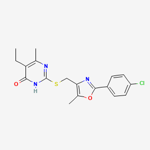 molecular formula C18H18ClN3O2S B2769432 2-({[2-(4-chlorophenyl)-5-methyl-1,3-oxazol-4-yl]methyl}sulfanyl)-5-ethyl-6-methylpyrimidin-4-ol CAS No. 1040635-88-8