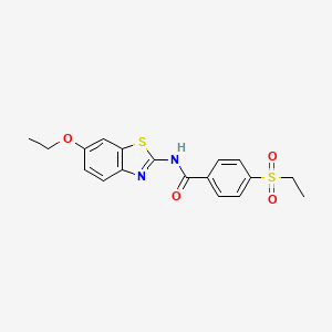 molecular formula C18H18N2O4S2 B2769470 N-(6-ethoxybenzo[d]thiazol-2-yl)-4-(ethylsulfonyl)benzamide CAS No. 886935-84-8
