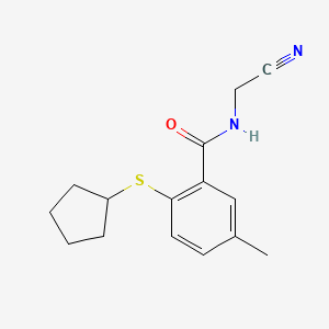 molecular formula C15H18N2OS B2769473 N-(Cyanomethyl)-2-cyclopentylsulfanyl-5-methylbenzamide CAS No. 1607293-29-7