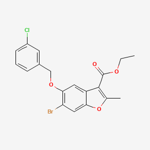 molecular formula C19H16BrClO4 B2769551 Ethyl 6-bromo-5-[(3-chlorophenyl)methoxy]-2-methyl-1-benzofuran-3-carboxylate CAS No. 308295-87-6