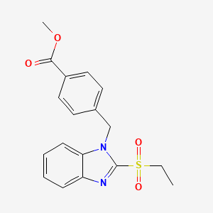 molecular formula C18H18N2O4S B2769553 methyl 4-((2-(ethylsulfonyl)-1H-benzo[d]imidazol-1-yl)methyl)benzoate CAS No. 886924-71-6