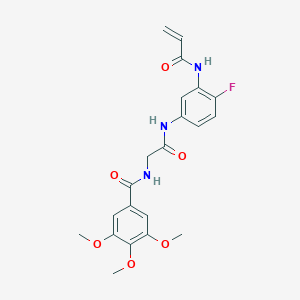 molecular formula C21H22FN3O6 B2769570 N-[2-[4-Fluoro-3-(prop-2-enoylamino)anilino]-2-oxoethyl]-3,4,5-trimethoxybenzamide CAS No. 2200133-09-9