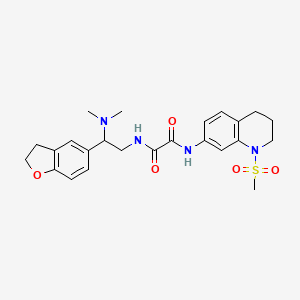 molecular formula C24H30N4O5S B2769586 N-[2-(2,3-dihydro-1-benzofuran-5-yl)-2-(dimethylamino)ethyl]-N'-(1-methanesulfonyl-1,2,3,4-tetrahydroquinolin-7-yl)ethanediamide CAS No. 1428379-82-1