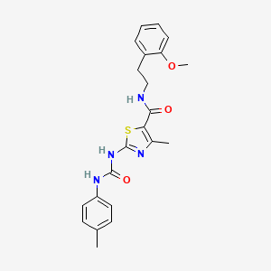 molecular formula C22H24N4O3S B2769589 N-(2-methoxyphenethyl)-4-methyl-2-(3-(p-tolyl)ureido)thiazole-5-carboxamide CAS No. 941886-49-3