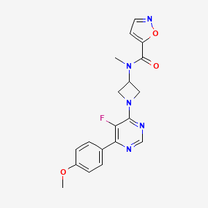 molecular formula C19H18FN5O3 B2769593 N-{1-[5-fluoro-6-(4-methoxyphenyl)pyrimidin-4-yl]azetidin-3-yl}-N-methyl-1,2-oxazole-5-carboxamide CAS No. 2380194-03-4
