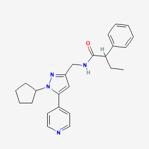 molecular formula C24H28N4O B2769631 N-((1-cyclopentyl-5-(pyridin-4-yl)-1H-pyrazol-3-yl)methyl)-2-phenylbutanamide CAS No. 1421472-08-3