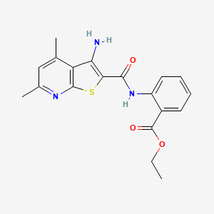 molecular formula C19H19N3O3S B2769635 Ethyl 2-{3-amino-4,6-dimethylthieno[2,3-b]pyridine-2-amido}benzoate CAS No. 691866-93-0