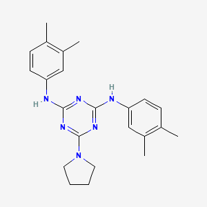 molecular formula C23H28N6 B2769638 N2,N4-bis(3,4-dimethylphenyl)-6-(pyrrolidin-1-yl)-1,3,5-triazine-2,4-diamine CAS No. 898623-64-8