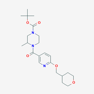 molecular formula C22H33N3O5 B2769640 tert-butyl 3-methyl-4-{6-[(oxan-4-yl)methoxy]pyridine-3-carbonyl}piperazine-1-carboxylate CAS No. 2034270-39-6