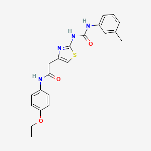 molecular formula C21H22N4O3S B2769677 N-(4-ethoxyphenyl)-2-(2-(3-(m-tolyl)ureido)thiazol-4-yl)acetamide CAS No. 921466-57-1