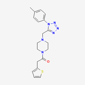 molecular formula C19H22N6OS B2769688 2-(thiophen-2-yl)-1-(4-((1-(p-tolyl)-1H-tetrazol-5-yl)methyl)piperazin-1-yl)ethanone CAS No. 1049423-58-6