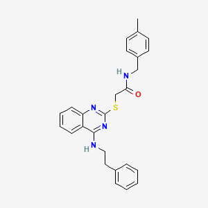 molecular formula C26H26N4OS B2769708 N-[(4-methylphenyl)methyl]-2-({4-[(2-phenylethyl)amino]quinazolin-2-yl}sulfanyl)acetamide CAS No. 688354-76-9