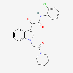 molecular formula C23H22ClN3O3 B2769711 N-(2-chlorophenyl)-2-oxo-2-[1-(2-oxo-2-piperidin-1-ylethyl)indol-3-yl]acetamide CAS No. 872861-61-5