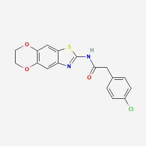 molecular formula C17H13ClN2O3S B2769713 2-(4-chlorophenyl)-N-(6,7-dihydro-[1,4]dioxino[2,3-f][1,3]benzothiazol-2-yl)acetamide CAS No. 954094-27-0