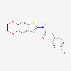 2-(4-chlorophenyl)-N-(6,7-dihydro-[1,4]dioxino[2',3':4,5]benzo[1,2-d]thiazol-2-yl)acetamide